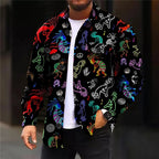 Paisley Print Overshirt Men's Long Sleeve Button Shirt Jacket Red Blue – Casual, Holiday, Office, Gift