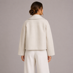 Peacoat Jacket Wool-Blend Cream Double-Breasted Women's – Casual, Office · Werune