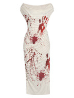 Pencil Dress Ruched Blood Splatter Print Women's Bodycon Midi – Halloween, Costume Party, Cosplay