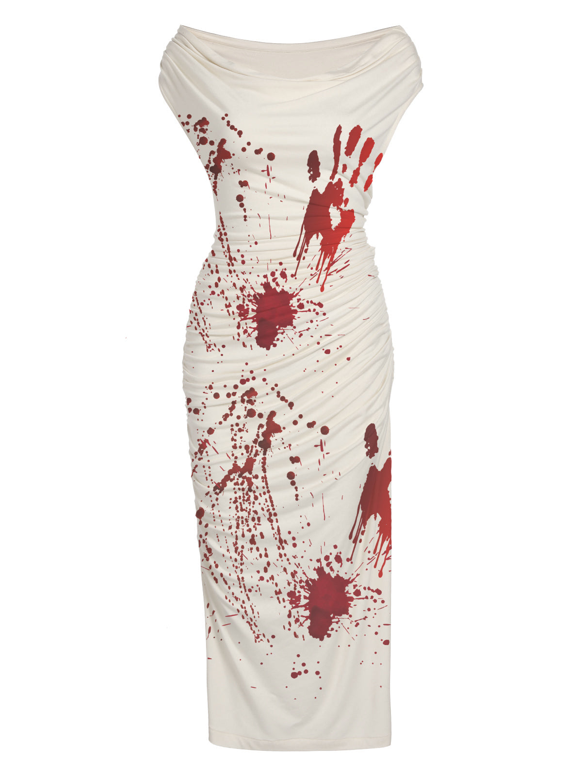 Pencil Dress Ruched Blood Splatter Print Women's Bodycon Midi – Halloween, Costume Party, Cosplay