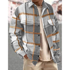 Plaid Flannel Overshirt Men's Long Sleeve Button-Up Shacket – Casual, Autumn Layering