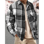 Plaid Flannel Overshirt Men's Long Sleeve Button-Up Shacket – Casual, Autumn Layering