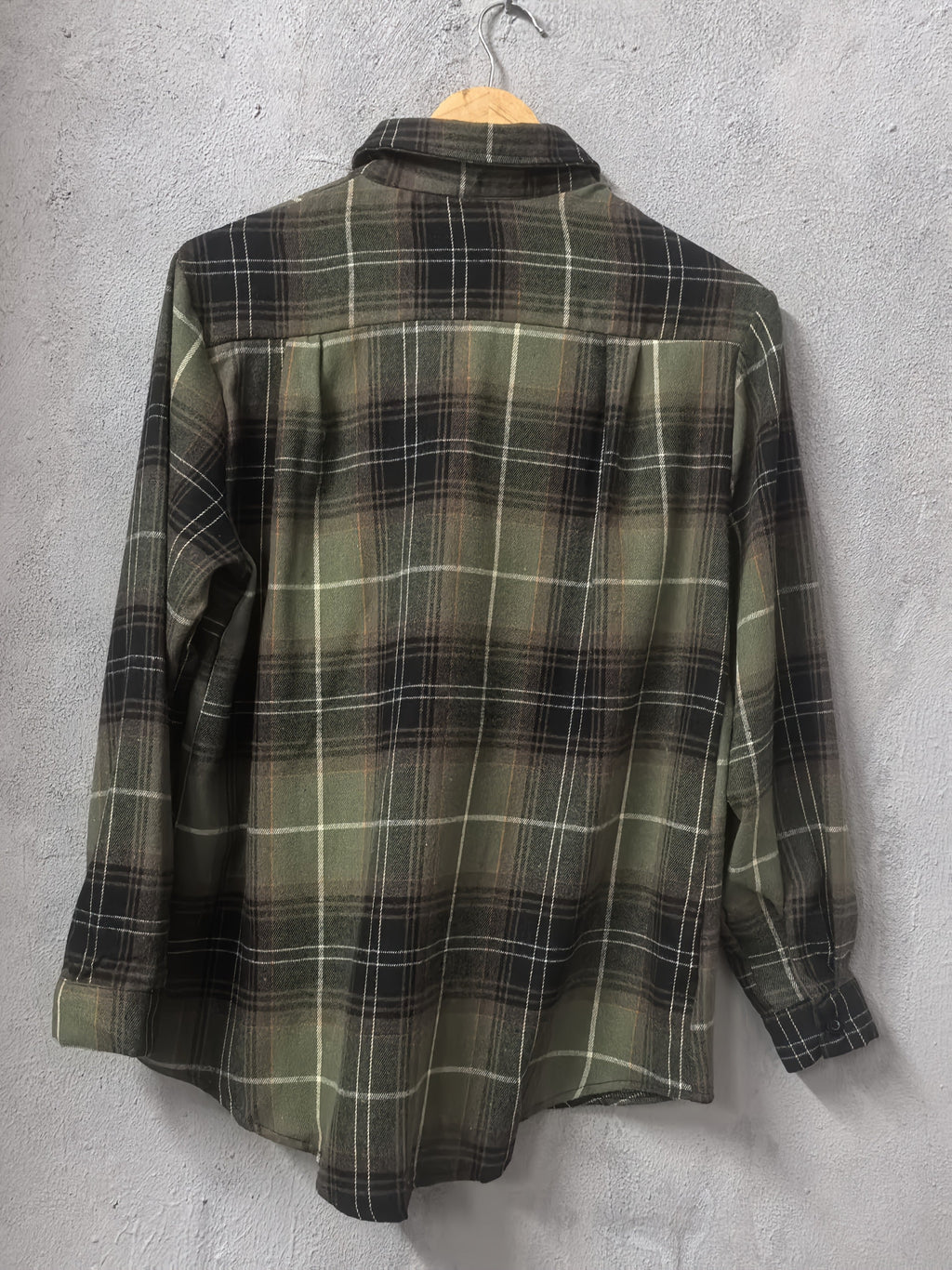 Plaid Flannel Shirt Long Sleeve Women's Green Checked Button-Up – Casual, Layering