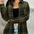 Plaid Flannel Shirt Long Sleeve Women's Green Checked Button-Up – Casual, Layering