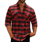 Plaid Flannel Shirt Men's Black White Check Long-Sleeve Button-Down – Casual, Office, Holiday, Gift