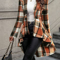 Plaid Jacket Women's Draped High-Low Hem Open Front Long Sleeve – Casual, Office, Autumn Layering