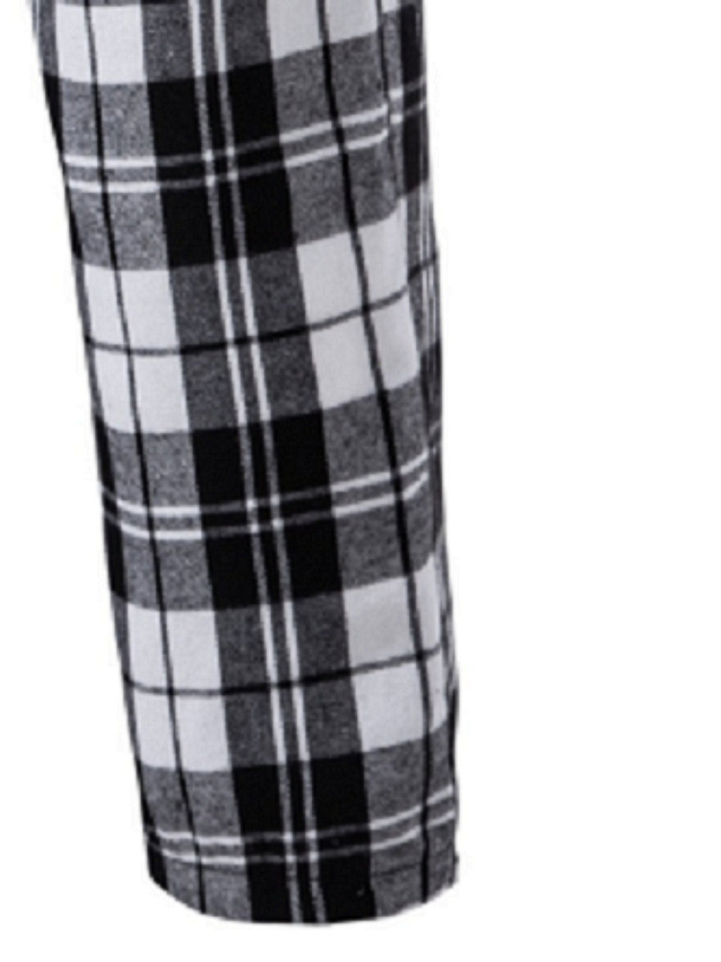 Plaid Lounge Pants Men's Drawstring Black White Check Trousers – Casual, Home Comfort