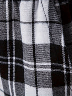 Plaid Lounge Pants Men's Drawstring Black White Check Trousers – Casual, Home Comfort