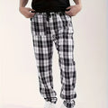 Plaid Lounge Pants Men's Drawstring Black White Check Trousers – Casual, Home Comfort