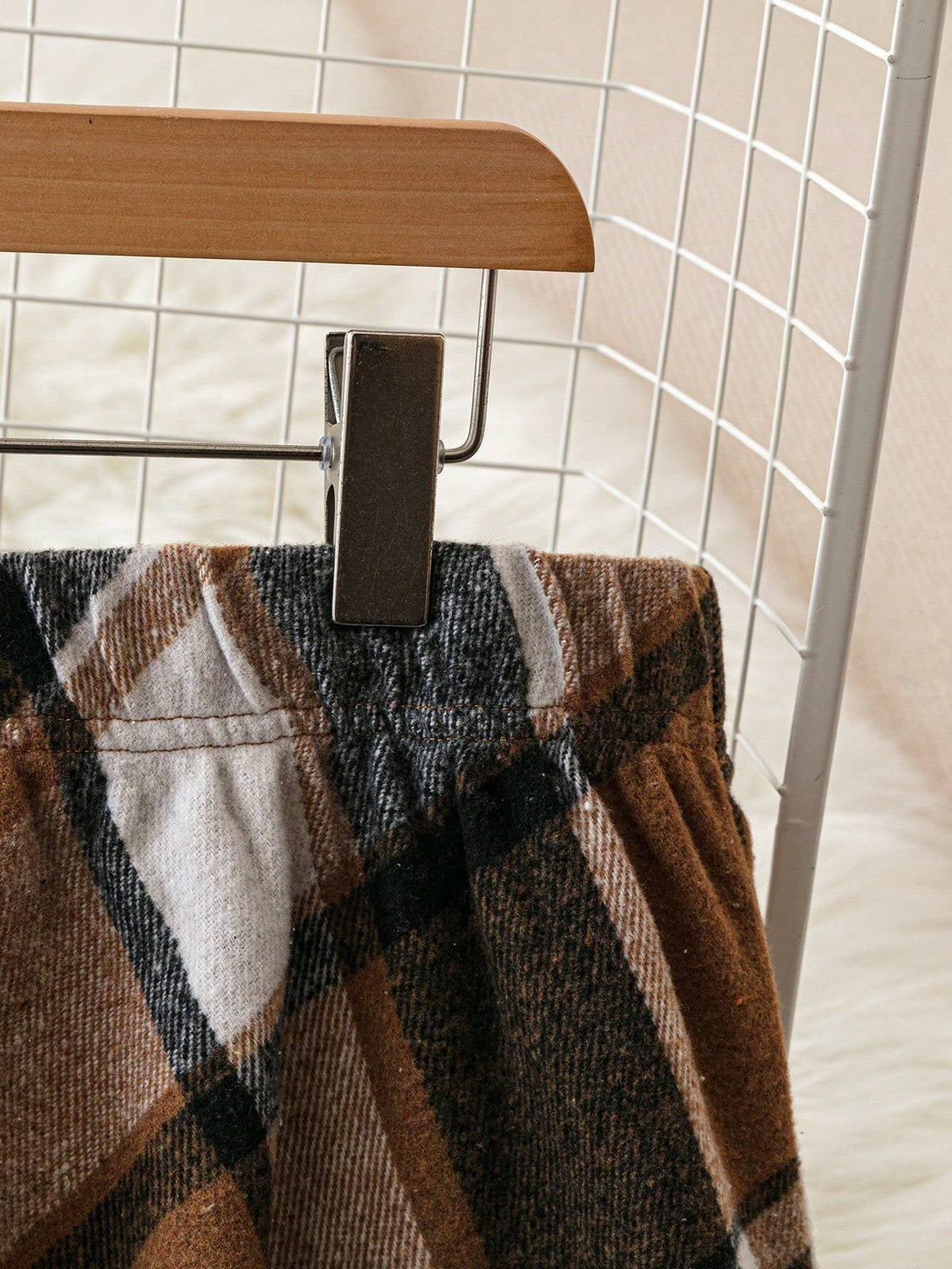 Plaid Maxi Skirt Flared A-Line Brown Women's – Casual, Office, Holiday, Autumn Everyday Wear