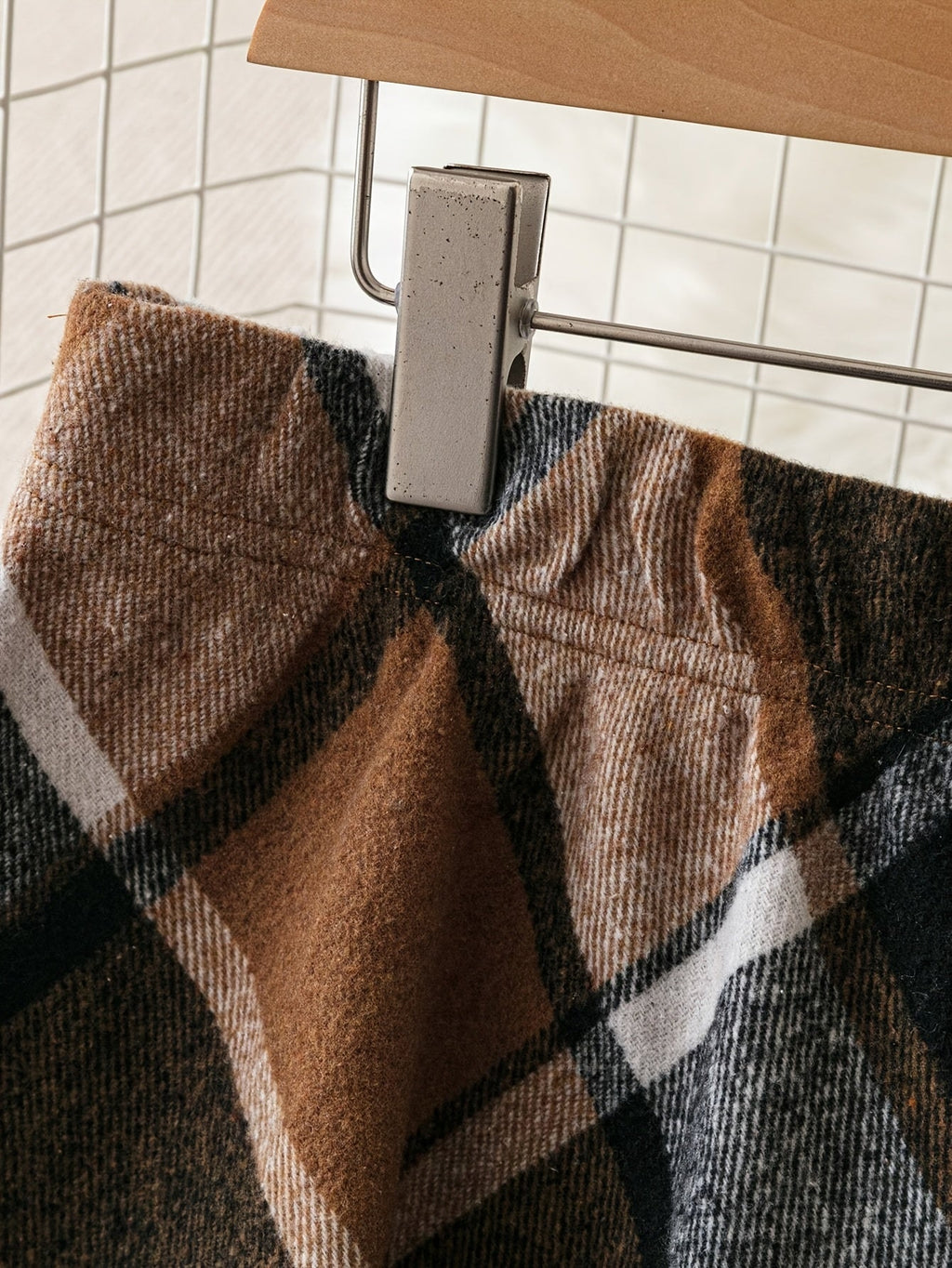 Plaid Maxi Skirt Flared A-Line Brown Women's – Casual, Office, Holiday, Autumn Everyday Wear