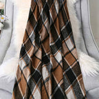Plaid Maxi Skirt Flared A-Line Brown Women's – Casual, Office, Holiday, Autumn Everyday Wear