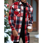 Plaid Overshirt Men's Long Sleeve Button-Up Shacket with Chest Pockets – Casual, Autumn Layering