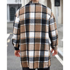 Plaid Overshirt Men's Long Sleeve Button-Up Shacket with Chest Pockets – Casual, Autumn Layering
