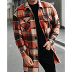 Plaid Overshirt Men's Long Sleeve Button-Up Shacket with Chest Pockets – Casual, Autumn Layering