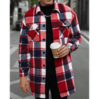Plaid Overshirt Men's Long Sleeve Button-Up Shacket with Chest Pockets – Casual, Autumn Layering