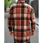 Plaid Overshirt Men's Long Sleeve Button-Up Shacket with Chest Pockets – Casual, Autumn Layering