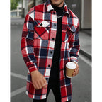 Plaid Overshirt Men's Long Sleeve Button-Up Shacket with Chest Pockets – Casual, Autumn Layering