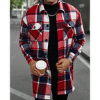 Plaid Overshirt Men's Long Sleeve Button-Up Shacket with Chest Pockets – Casual, Autumn Layering