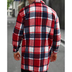 Plaid Overshirt Men's Long Sleeve Button-Up Shacket with Chest Pockets – Casual, Autumn Layering
