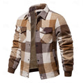 Plaid Shirt Jacket Men's Wool Blend Fleece-Lined Button-Up Shacket – Casual, Autumn Winter Layering
