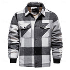 Plaid Shirt Jacket Men's Wool Blend Fleece-Lined Button-Up Shacket – Casual, Autumn Winter Layering