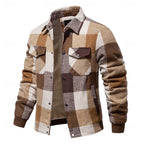 Plaid Shirt Jacket Men's Wool Blend Fleece-Lined Button-Up Shacket – Casual, Autumn Winter Layering