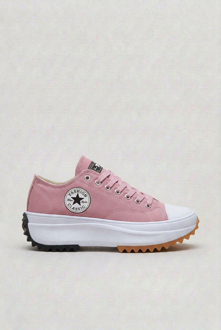 Platform Trainers Canvas White Women's Lace-Up Chunky Sole – Casual, Everyday · Werune