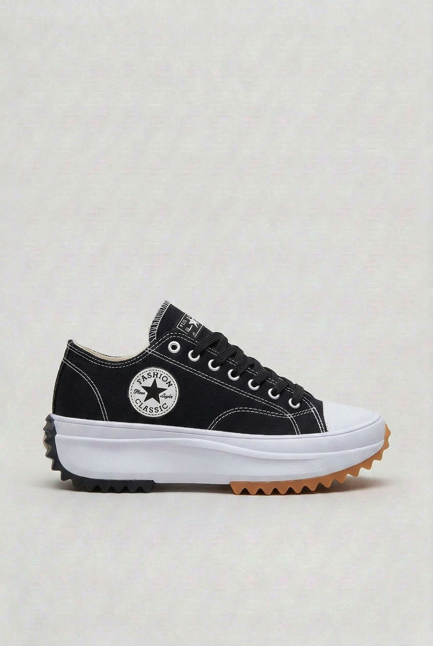 Platform Trainers Canvas White Women's Lace-Up Chunky Sole – Casual, Everyday · Werune