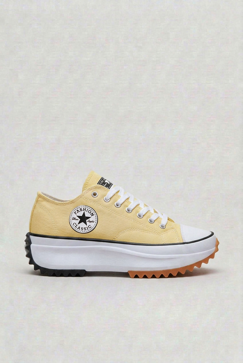 Platform Trainers Canvas White Women's Lace-Up Chunky Sole – Casual, Everyday · Werune