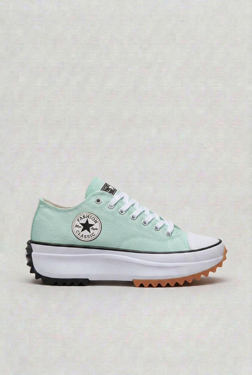 Platform Trainers Canvas White Women's Lace-Up Chunky Sole – Casual, Everyday · Werune