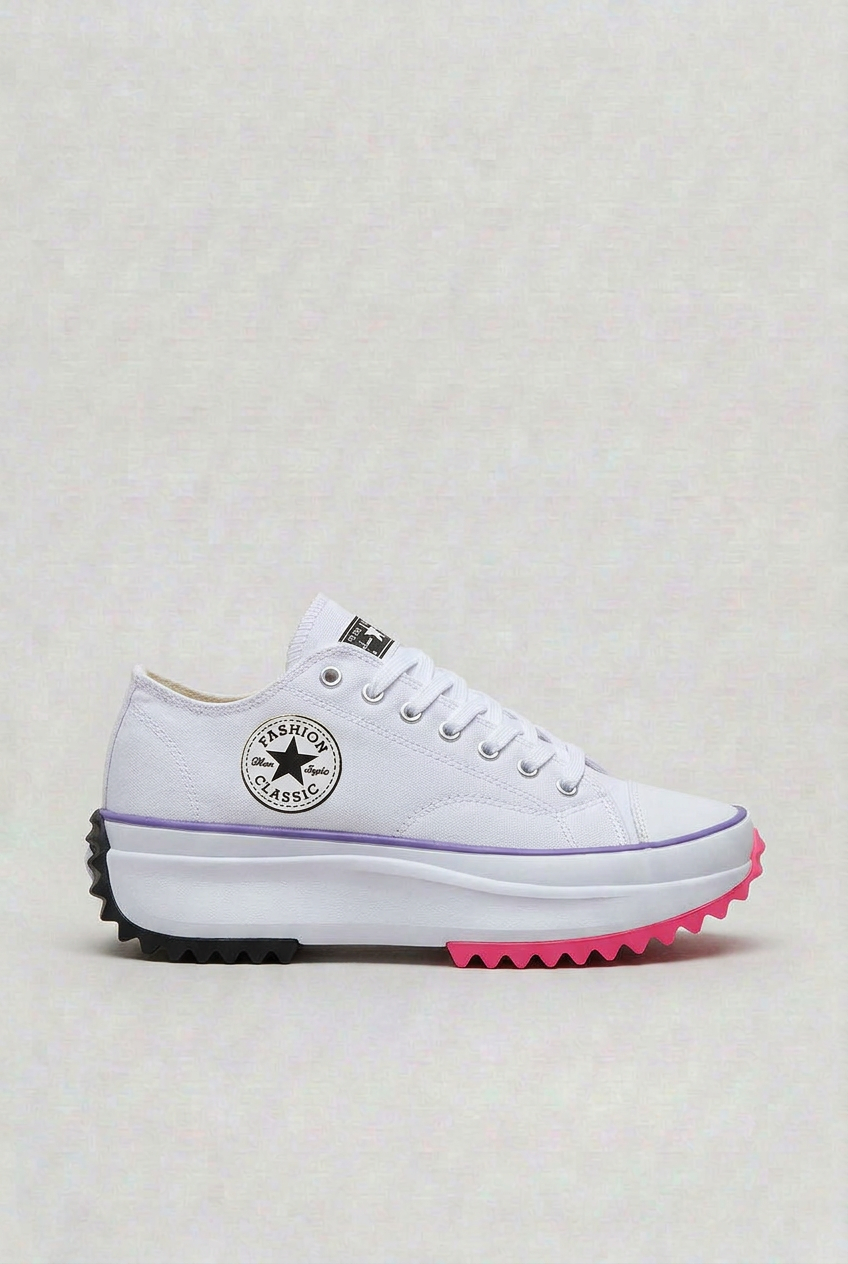 Platform Trainers Canvas White Women's Lace-Up Chunky Sole – Casual, Everyday · Werune