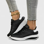Platform Trainers White Lace-Up Women's Sneakers – Casual, Walking, Everyday Comfort Wear