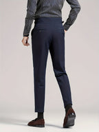 Pleated Dress Trousers Black Men's High Waist Tailored Fit – Office, Formal, Wedding, Casual Wear