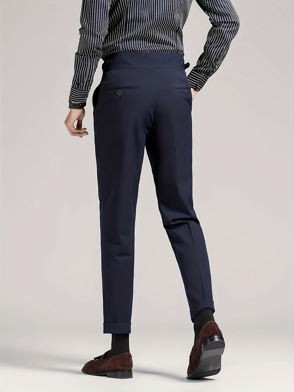 Pleated Dress Trousers Black Men's High Waist Tailored Fit – Office, Formal, Wedding, Casual Wear