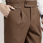 Pleated Dress Trousers Black Men's High Waist Tailored Fit – Office, Formal, Wedding, Casual Wear