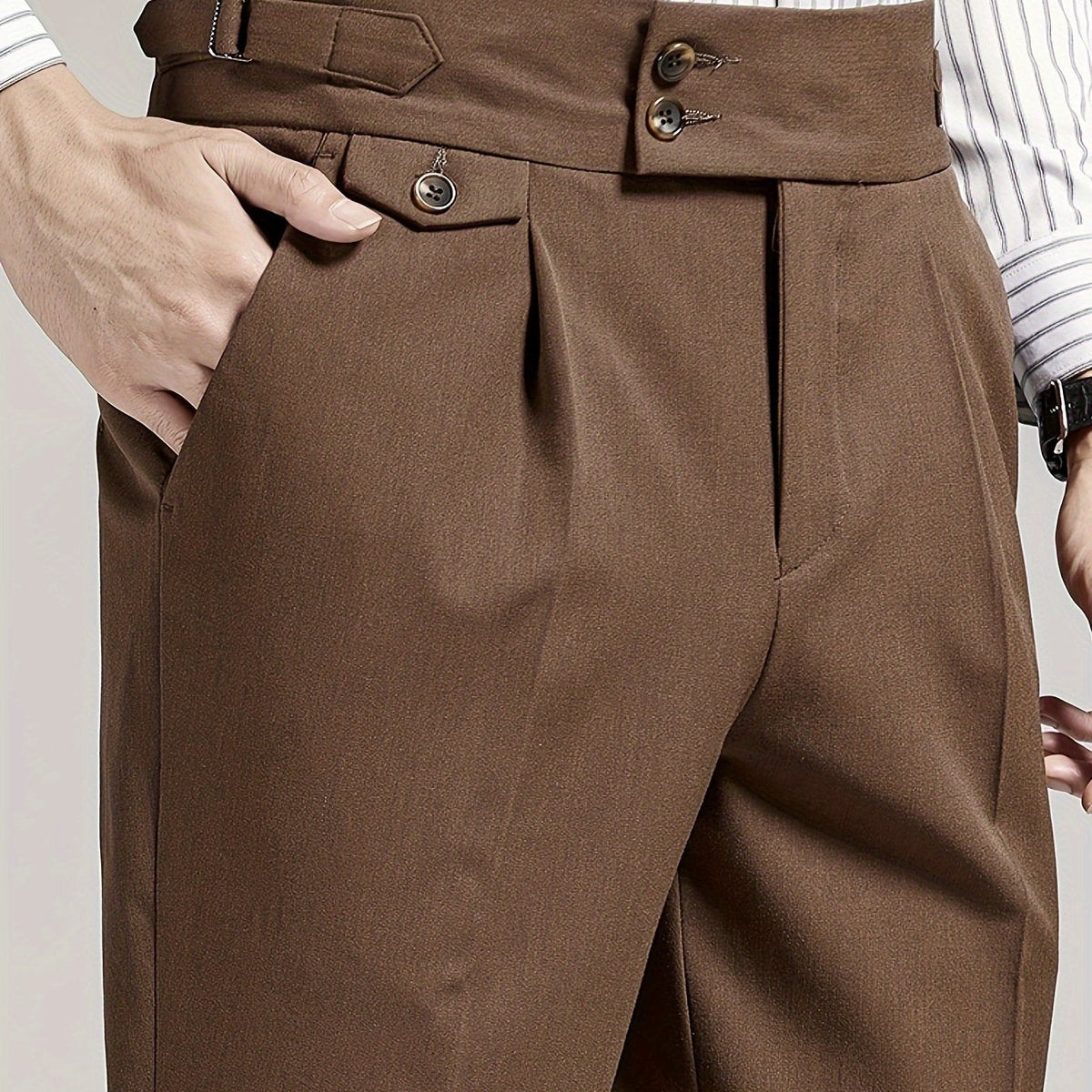 Pleated Dress Trousers Black Men's High Waist Tailored Fit – Office, Formal, Wedding, Casual Wear