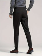 Pleated Dress Trousers Black Men's High Waist Tailored Fit – Office, Formal, Wedding, Casual Wear