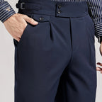 Pleated Dress Trousers Black Men's High Waist Tailored Fit – Office, Formal, Wedding, Casual Wear
