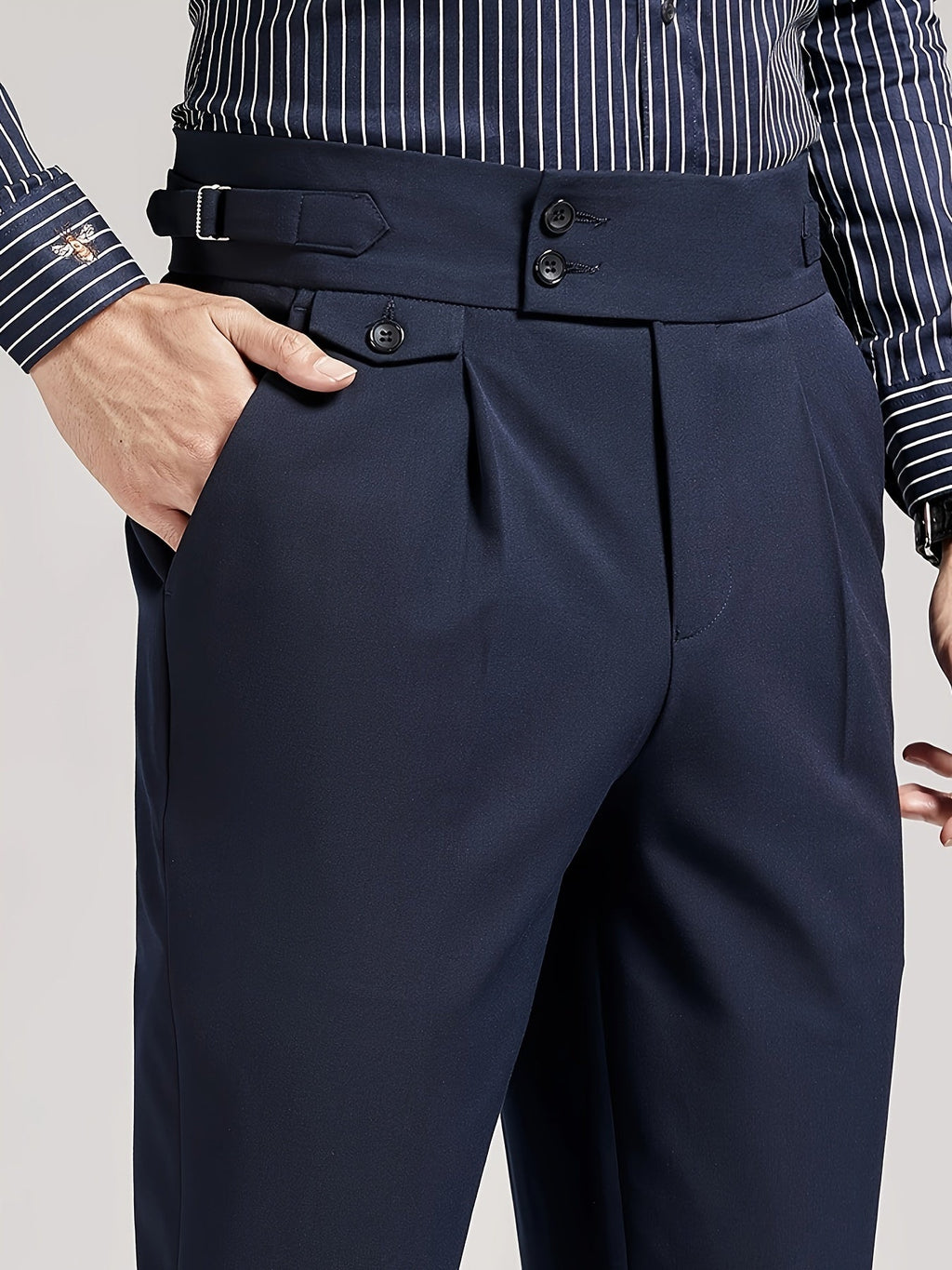 Pleated Dress Trousers Black Men's High Waist Tailored Fit – Office, Formal, Wedding, Casual Wear