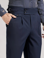 Pleated Dress Trousers Black Men's High Waist Tailored Fit – Office, Formal, Wedding, Casual Wear