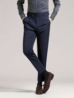 Pleated Dress Trousers Black Men's High Waist Tailored Fit – Office, Formal, Wedding, Casual Wear