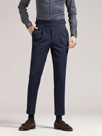 Pleated Dress Trousers Black Men's High Waist Tailored Fit – Office, Formal, Wedding, Casual Wear