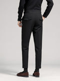 Pleated Trousers Black Tailored Men's High Waist Dress Pants – Office, Formal, Wedding, Gift