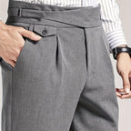 Pleated Trousers Black Tailored Men's High Waist Dress Pants – Office, Formal, Wedding, Gift