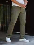 Pleated Trousers Men's Textured Straight-Leg Black – Office, Casual, Formal, Gift