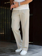 Pleated Trousers Men's Textured Straight-Leg Black – Office, Casual, Formal, Gift