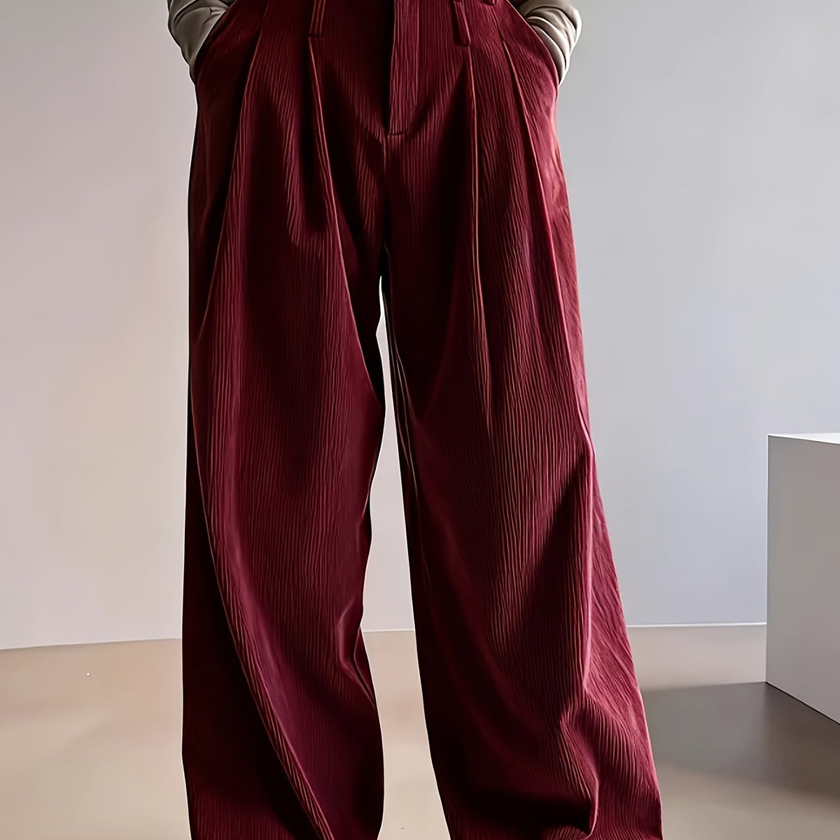Pleated Wide-Leg Trousers Black High-Waist Women's – Office, Casual, Everyday, Smart Workwear