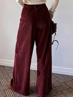 Pleated Wide-Leg Trousers Black High-Waist Women's – Office, Casual, Everyday, Smart Workwear