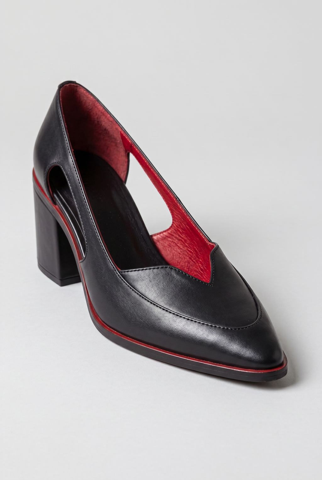 Pointed Toe Court Shoes Black Leather Block Heel Women's – Office, Casual, Gift · Werune